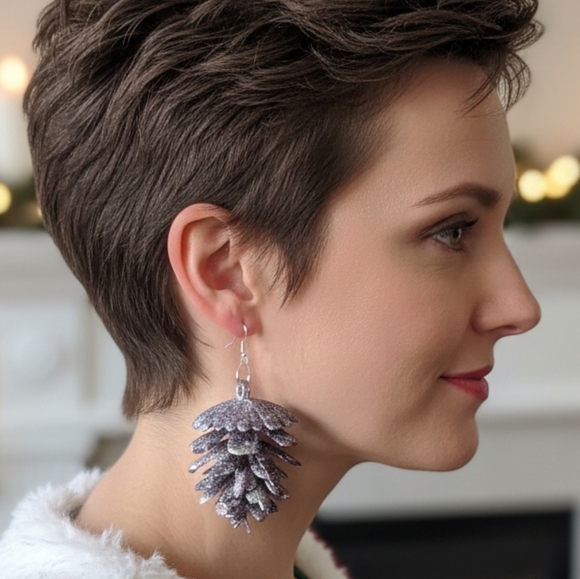 Hand Crafted Jewelry - HANDCRAFTED Pinecorn Pierced Earrings HANDPAINTED Holiday Jewelry Accessories